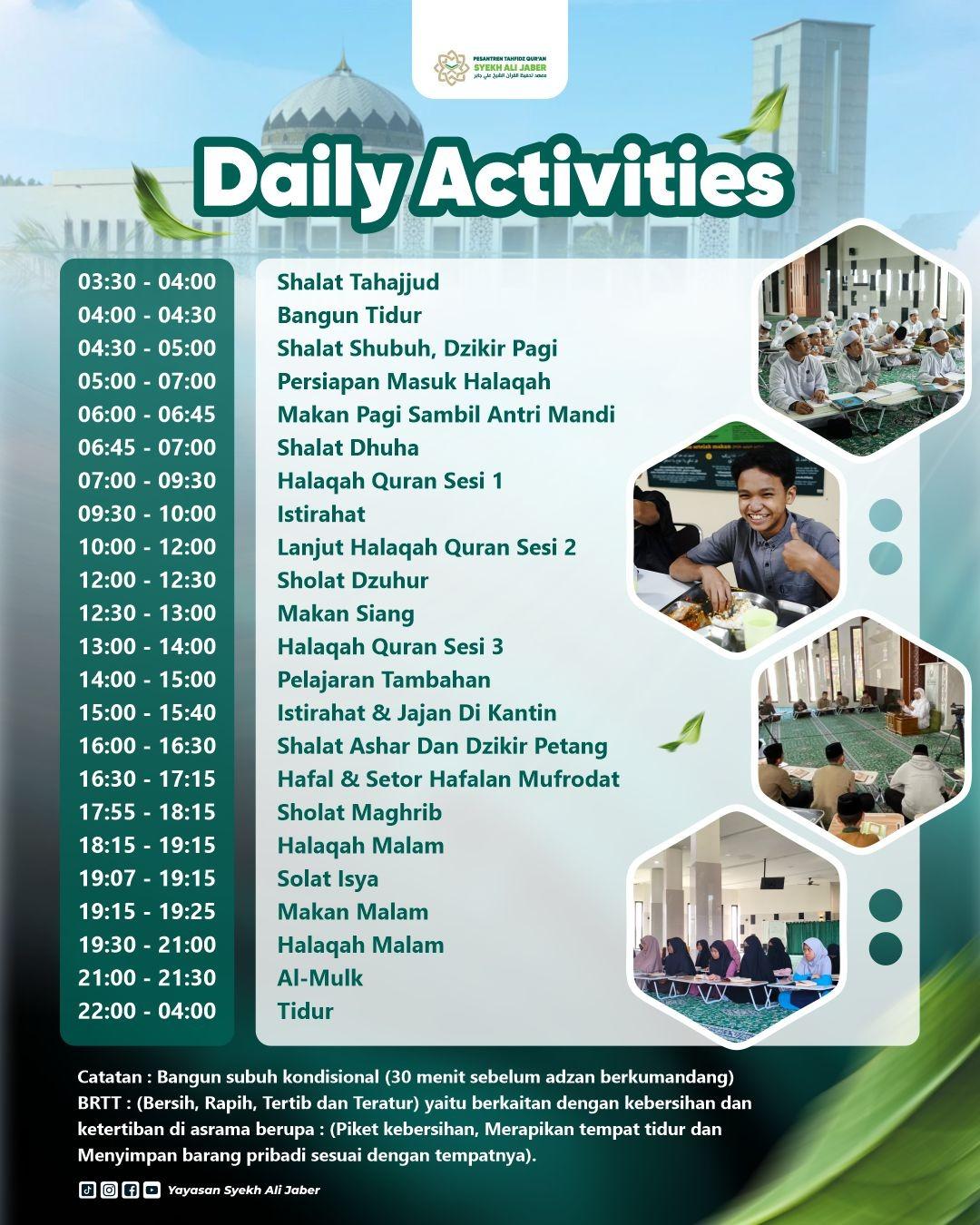 Infografis Aktivitas Santri PTQ Syekh Ali Jaber